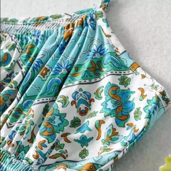 Boho Floral Gypsy Crop Top & Wide Leg Pant Set - Picture 8 of 10